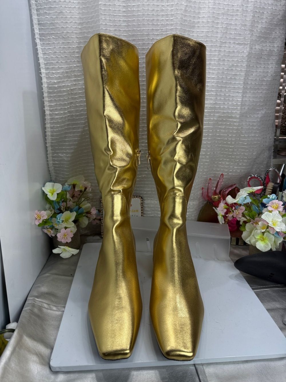 (Q6)Beauty Cry women's square toe knee-high boots with low chunky heel,size 10.5 - Picture 4 of 15